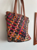 Woven Leather Patchwork Handbag