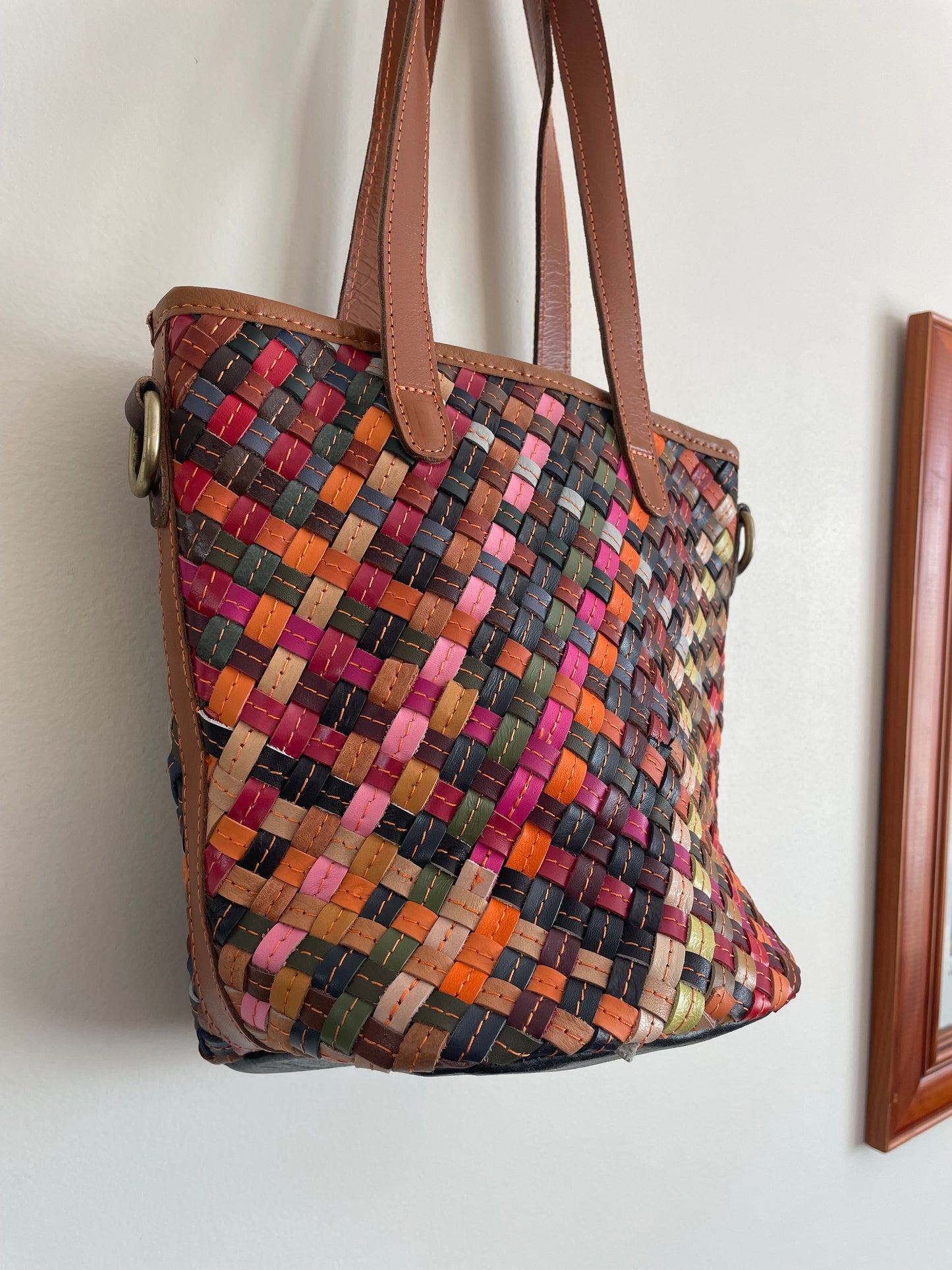 Woven Leather Patchwork Handbag