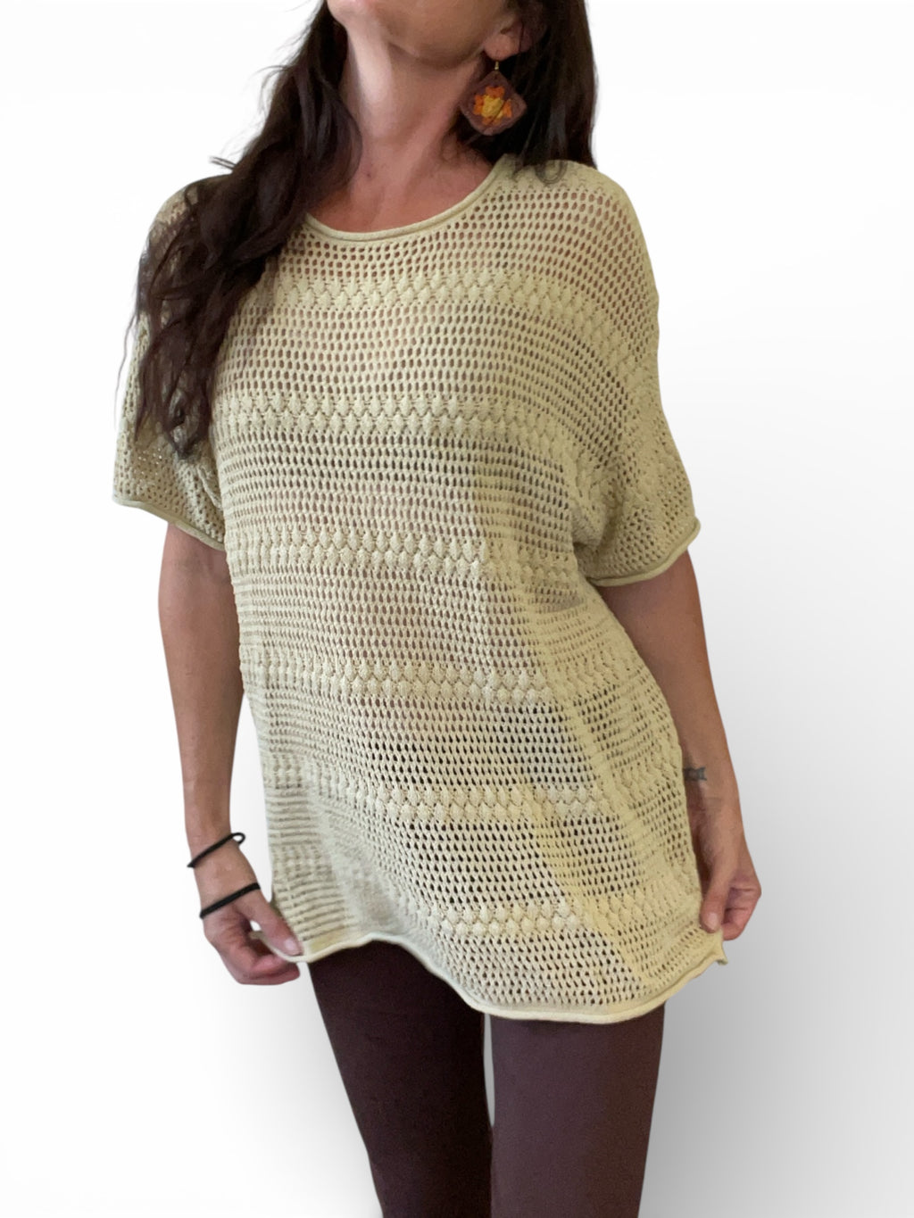 Pre-Loved Beige mesh top - Sz L