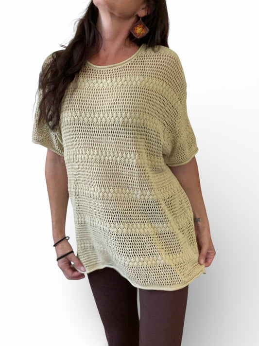 Pre-Loved Beige mesh top - Sz L