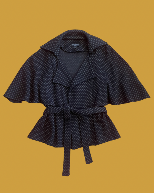 Black & Grey Batwing Short Sleeve Jacket