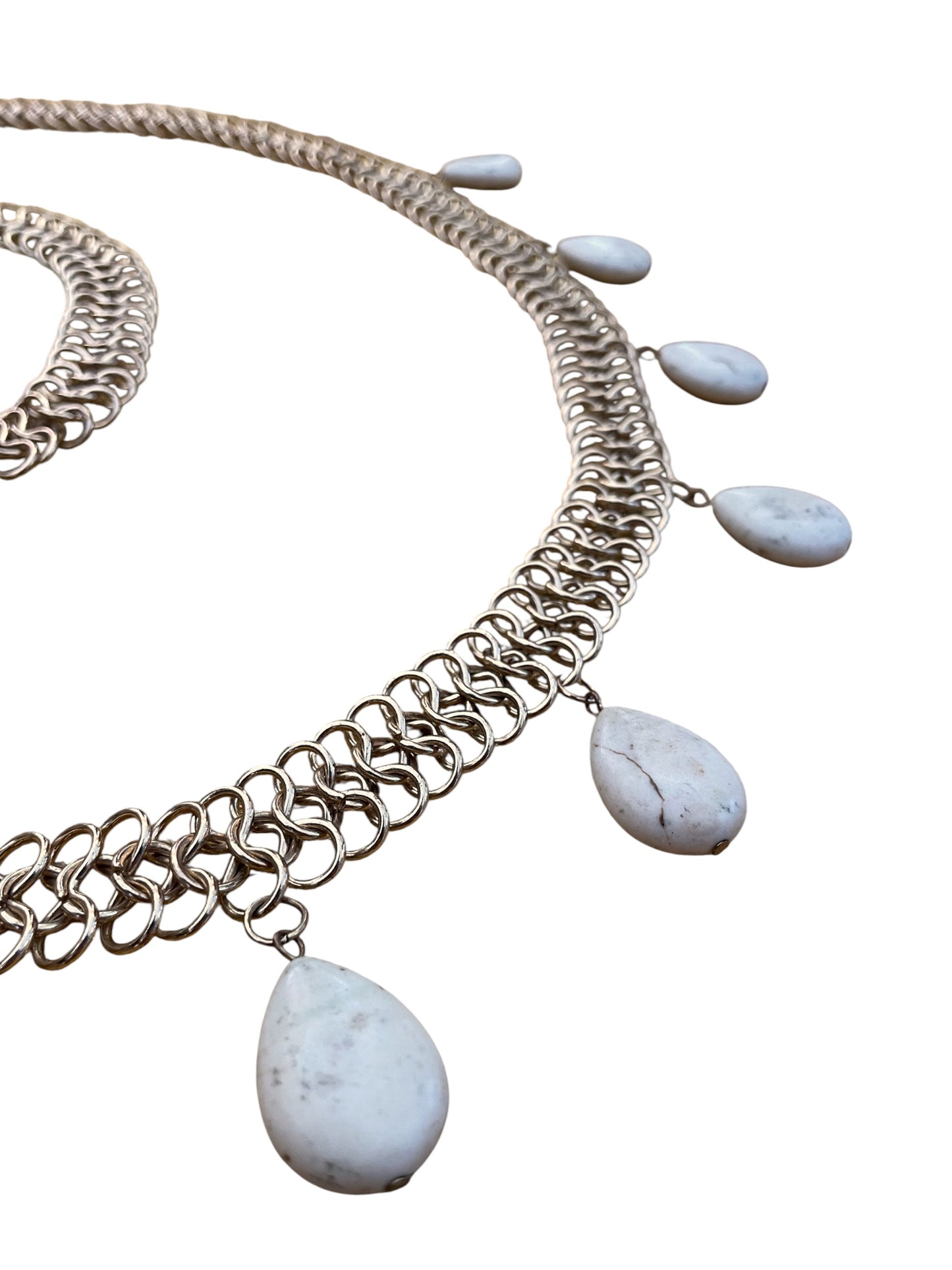 Gold Tone Belly Belt with Howlite Drops