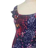 Navy Floral off shoulder dress with front split