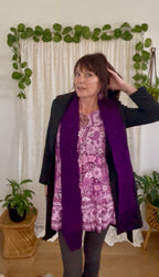 Purple Crochet Square Scarf with Fringe
