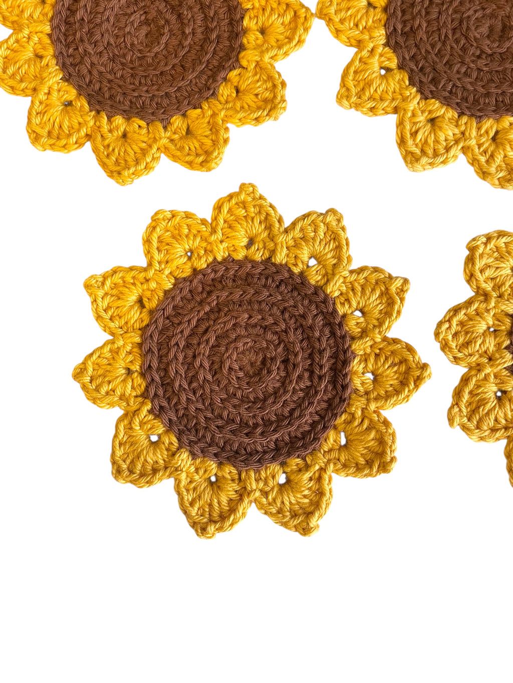 Crochet Sunflower Coasters Set of 4