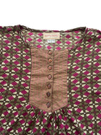 Pink & Brown Pattern 3/4 Sleeve Tunic Top