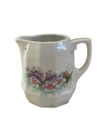 Mini porcelain creamer with dainty purple & pink floral design