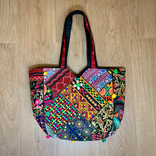 Multicoloured Patchwork Bag - Black