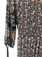 Black/beige paisley print 3/4 sleeve dress Sz M