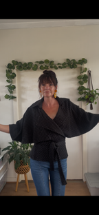 Black & Grey Batwing Short Sleeve Jacket
