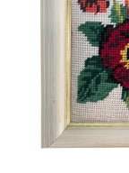 Vintage Iris and Pansy Cross Stitch Wall Art in Frame D’art