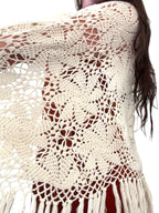 PL cream crochet vintage shawl