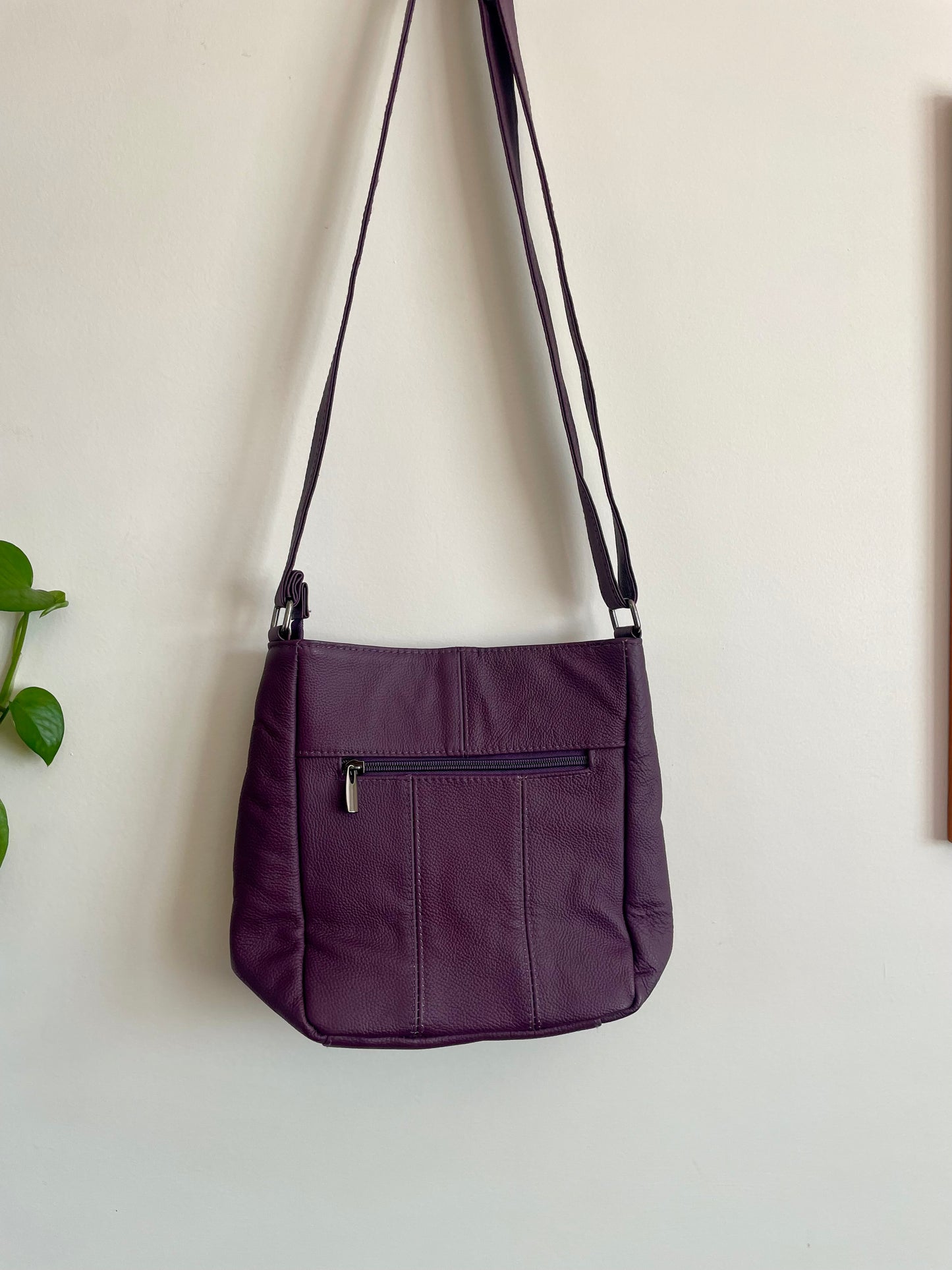 Purple Faux Leather Saddle Shoulder Bag
