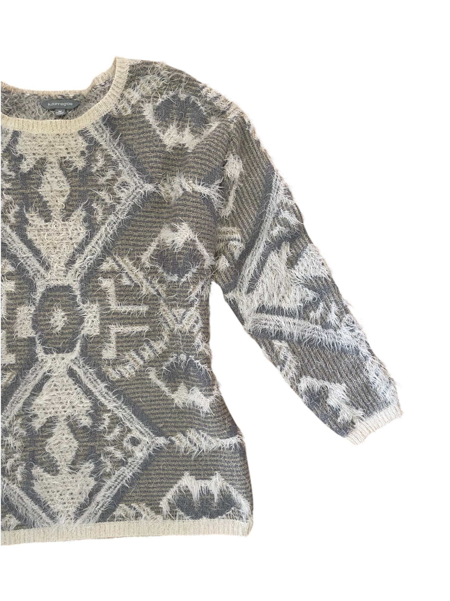 Geometric Textured Knit Grey Tonal Jumper