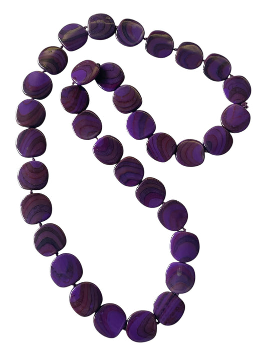 Purple Acrylic Bead Long Necklace