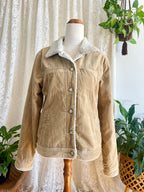 Y2K Tan Jacket with Faux Sherpa Trims
