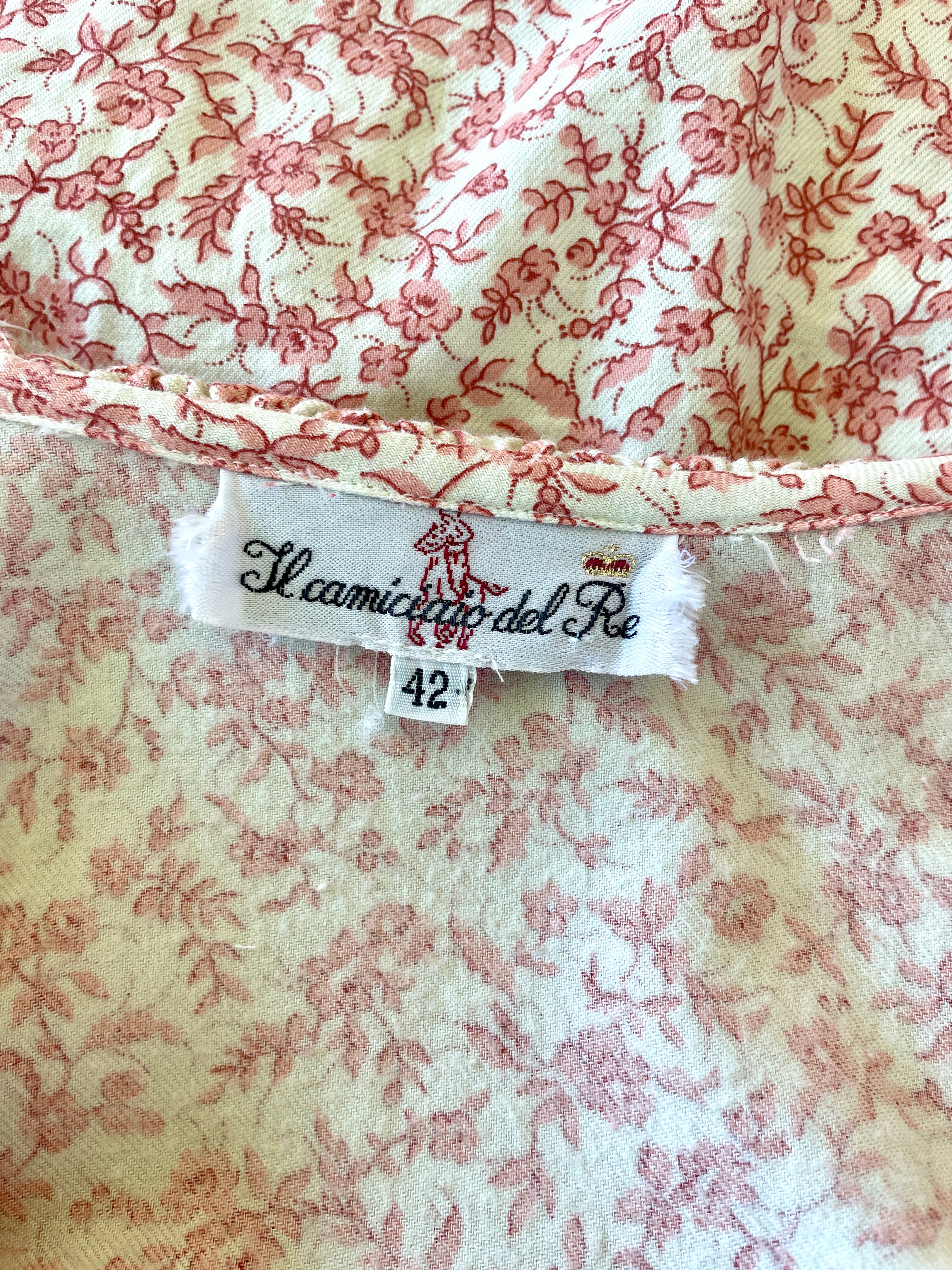 Vintage Italian Il camiciaio del Re Romantic Ditsy Floral Ruffle Top Sz 10