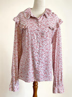 Vintage Italian Il camiciaio del Re Romantic Ditsy Floral Ruffle Top Sz 10