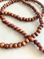 Wooden bead long necklace - Dark brown