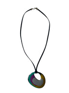 Psychedelic Acrylic Pendant Necklace on Suede Cord