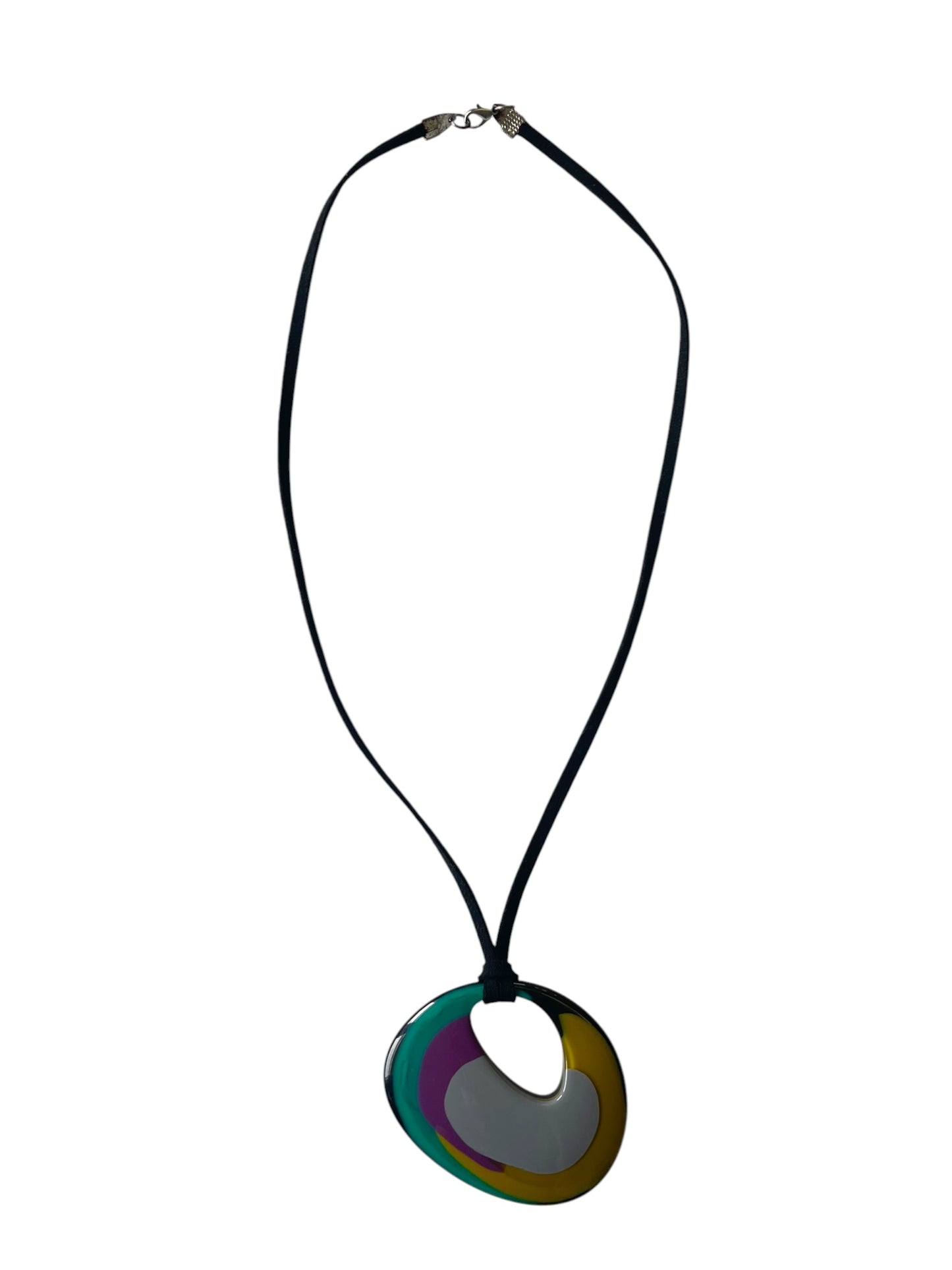 Psychedelic Acrylic Pendant Necklace on Suede Cord