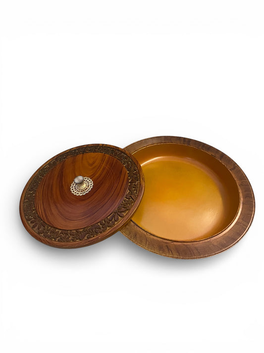 Wood look relish sectional tray with lid