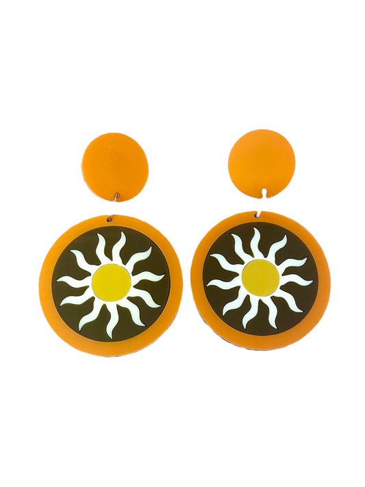 Here comes the Sun retro Groovy funky earrings