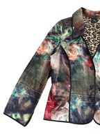 Velveteen Multicoloured Jacket with Leopard Print Lining