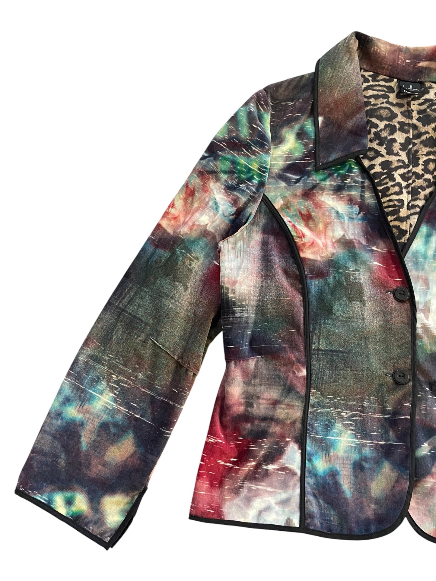 Velveteen Multicoloured Jacket with Leopard Print Lining