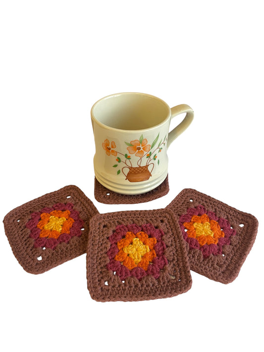 Crochet Coasters Set of 4 Retro