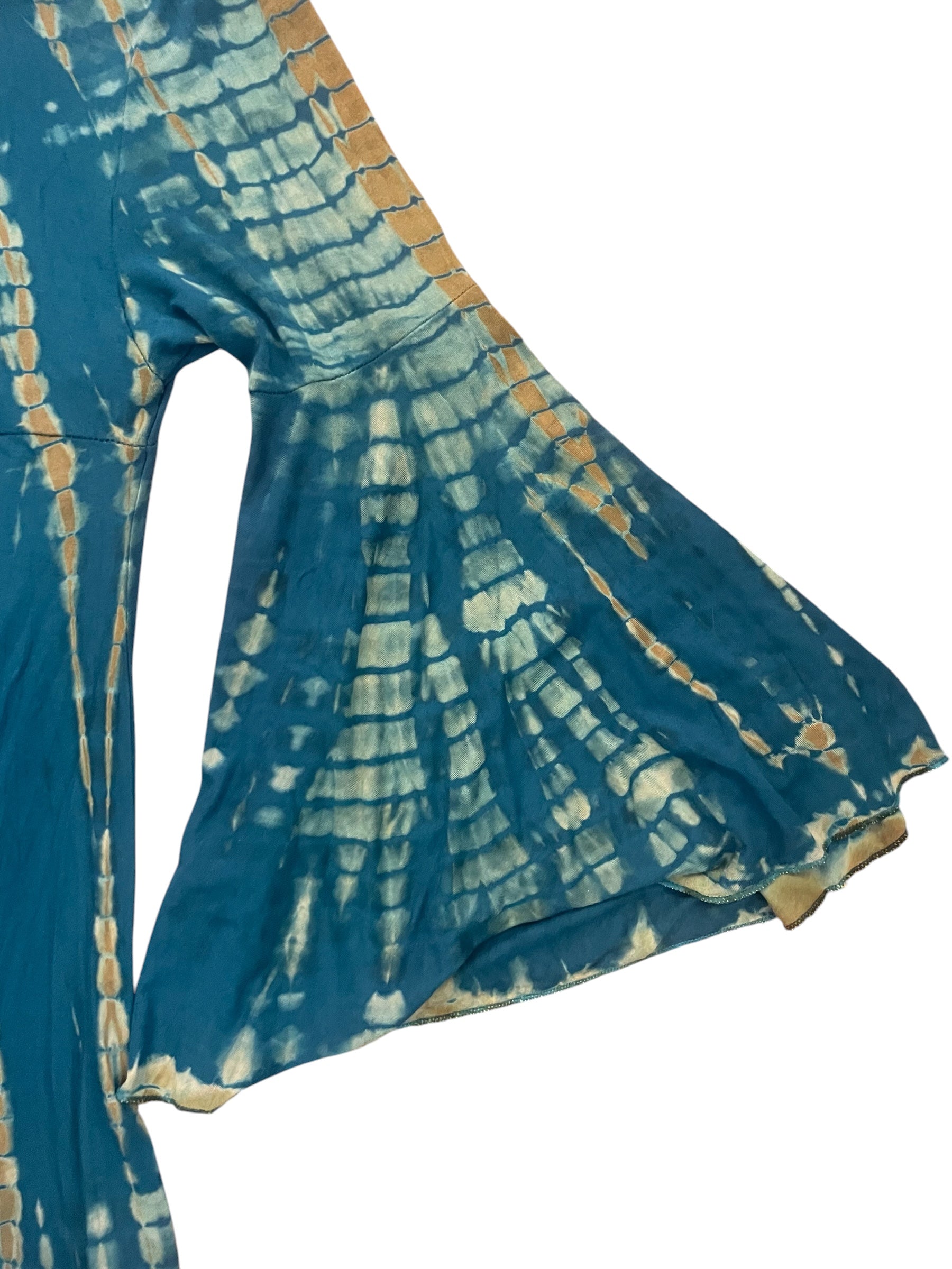Blue & Brown tie dye bell sleeve top