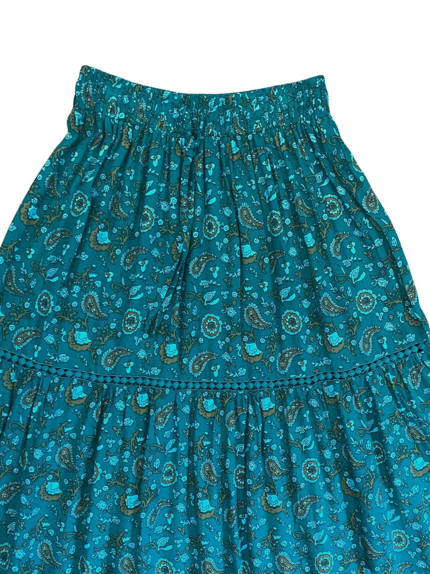 Teal Floral Flowy Maxi Skirt - Sz 8