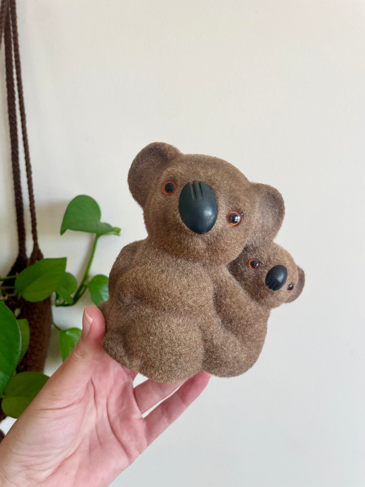 60s/70s Flocked Koala & Baby Money Box