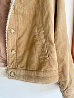 Y2K Tan Jacket with Faux Sherpa Trims