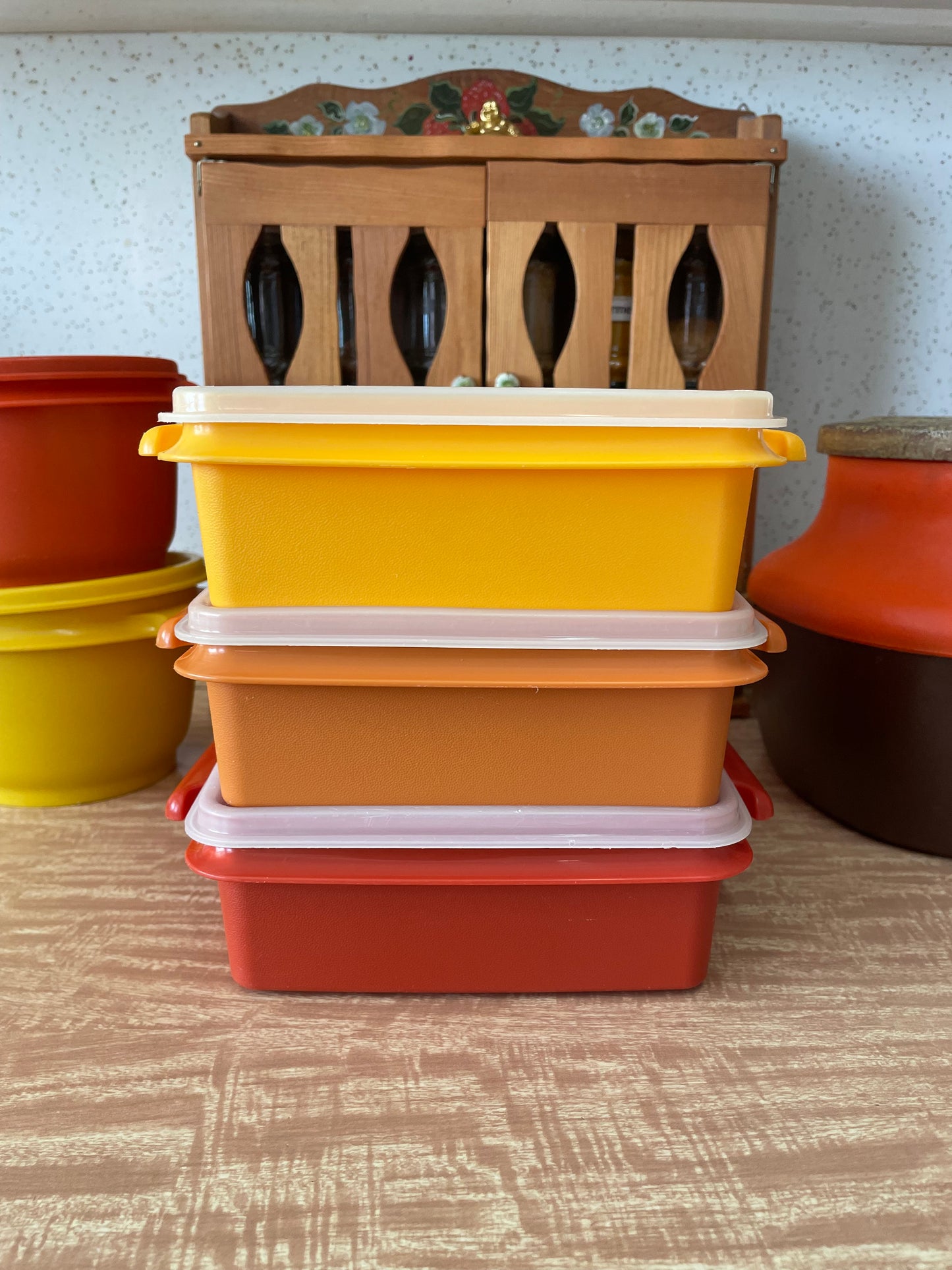 Set of 3 Vintage Square Tupperware Containers