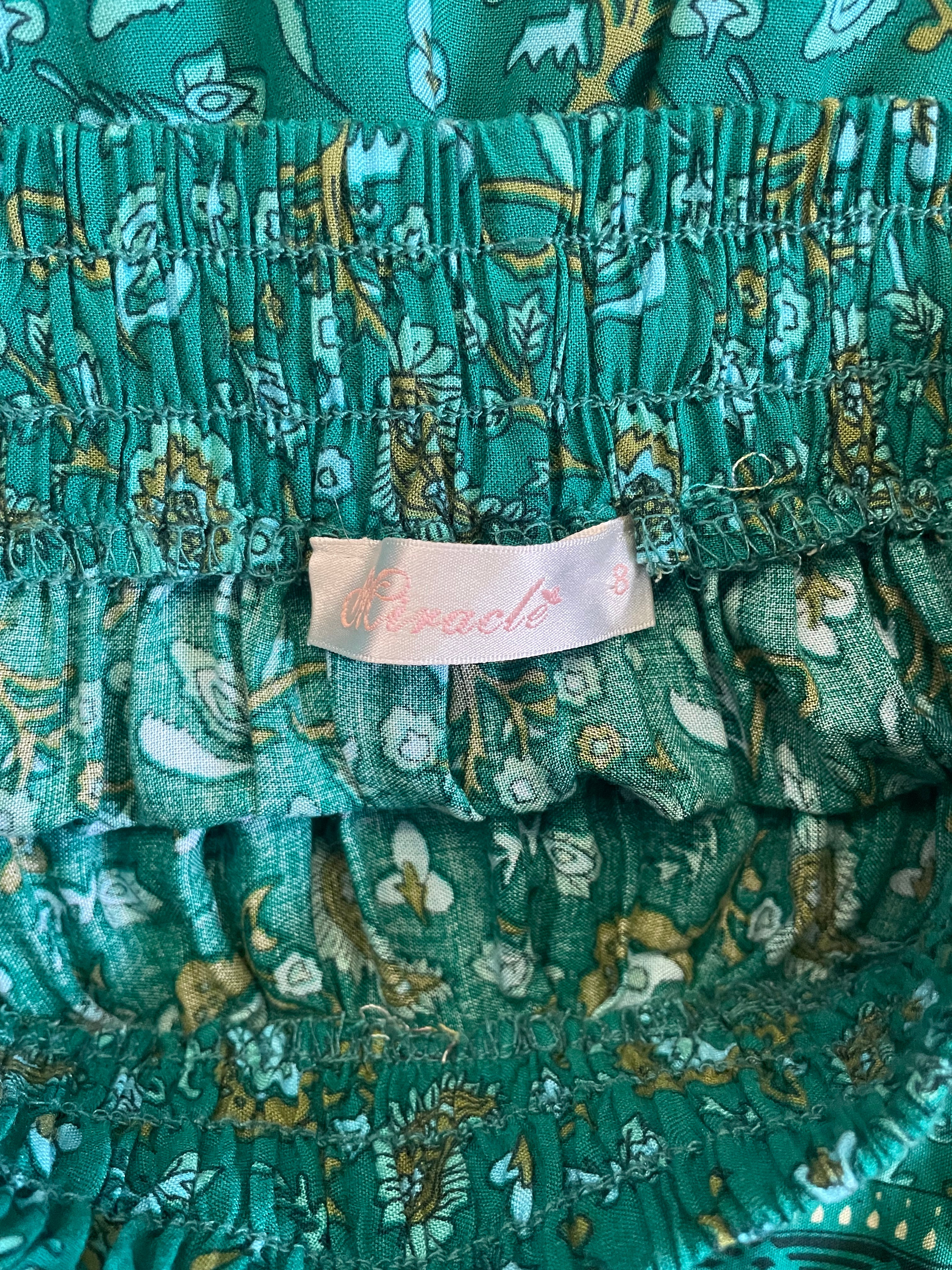 Teal Floral Flowy Maxi Skirt - Sz 8