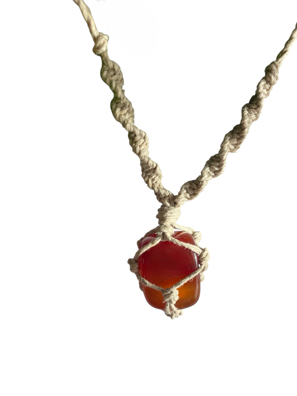 Hemp Necklace with Carnelian Tumble