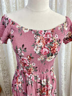 Pink Floral Off Shoulder Dress