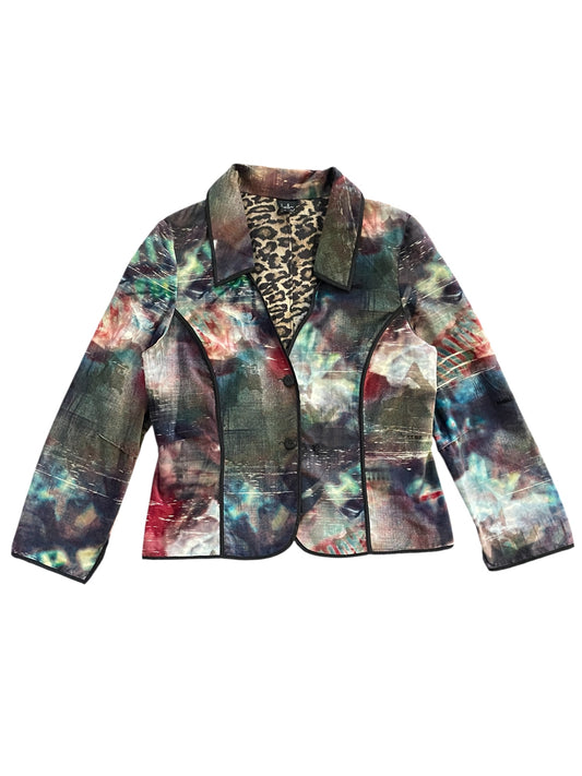 Velveteen Multicoloured Jacket with Leopard Print Lining