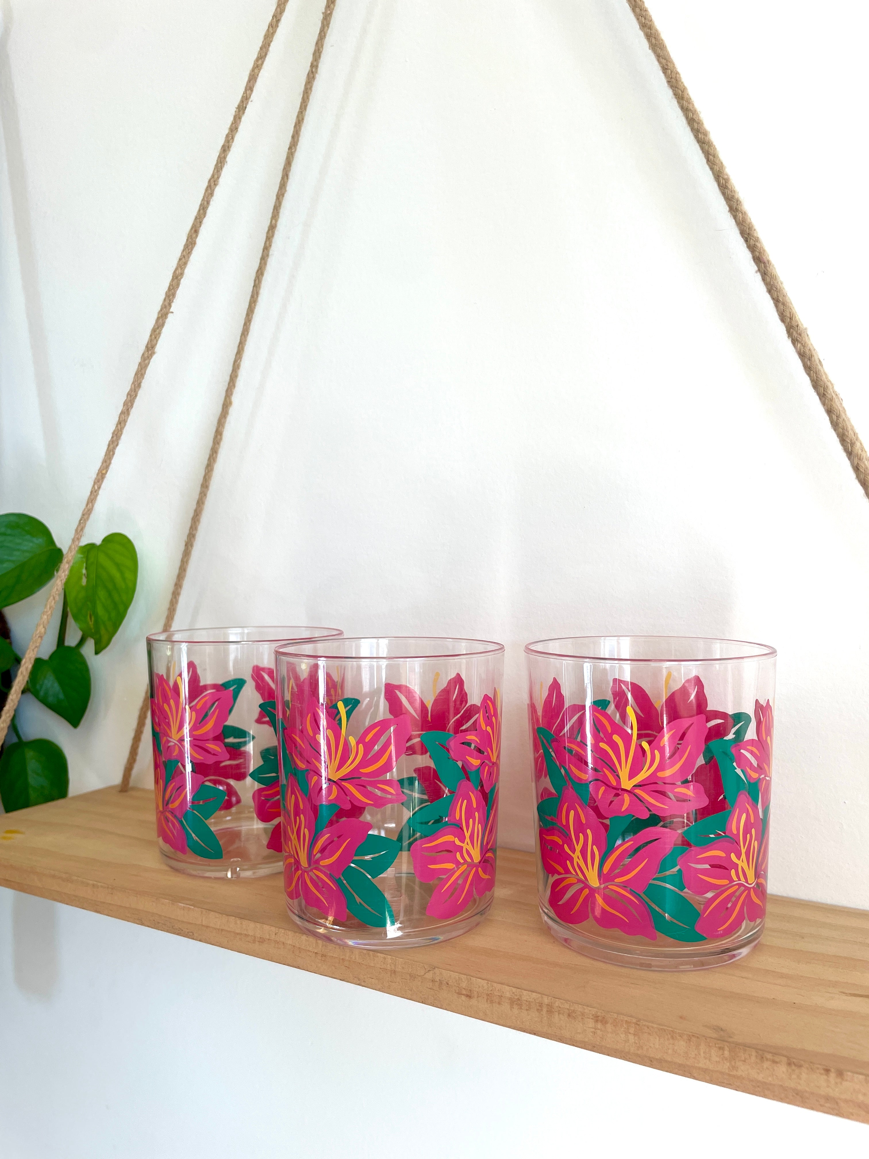 Retro 70s 80s Set of 3 of 3 Plastic Tumblers