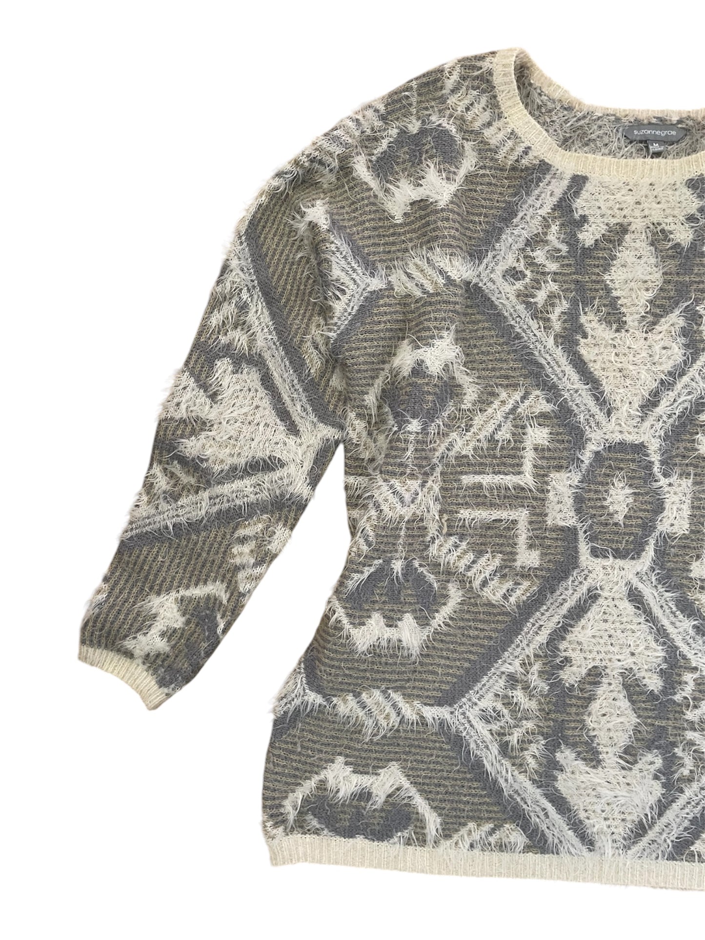 Geometric Textured Knit Grey Tonal Jumper