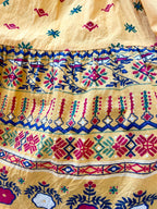 Ishka Marigold Yellow Embroidered Boho Maxi Dress – Bell Sleeve Tiered Smock Sz 14