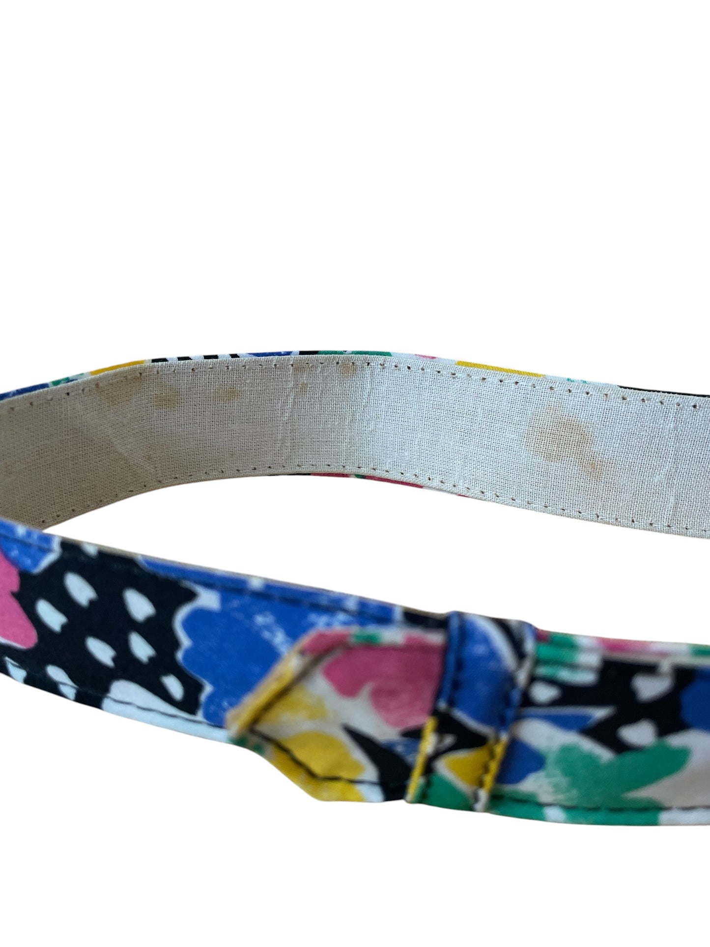 80s Vibrant Abstract Floral Fabric Belt