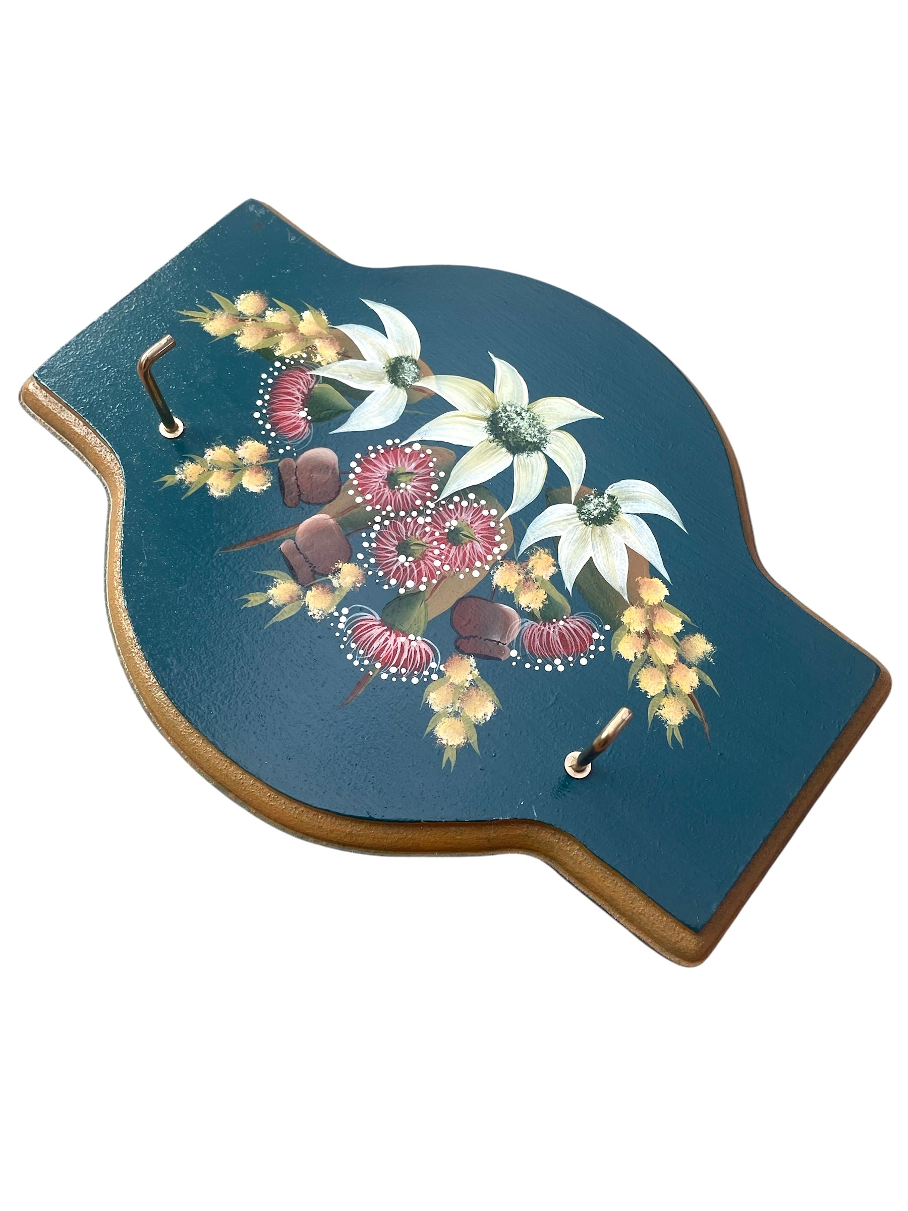 Handpainted Australiana Flower Key Holder