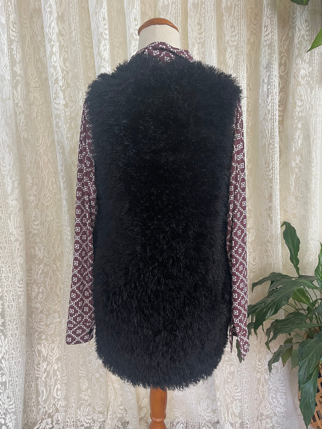 Black Faux Fur Vest Sz 14