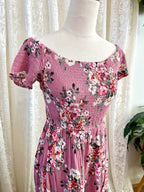 Pink Floral Off Shoulder Dress