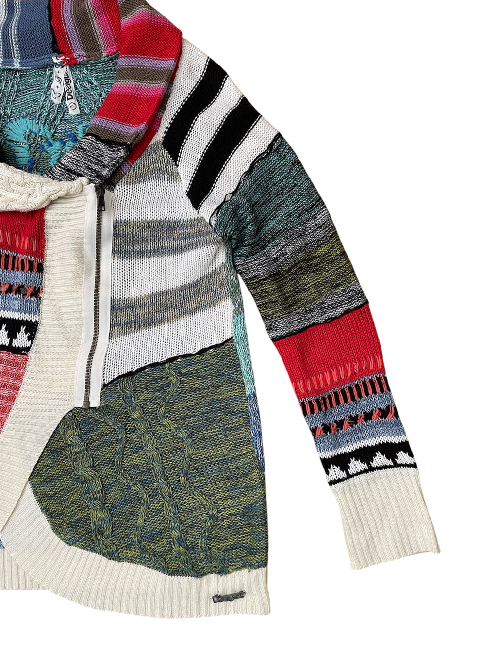 Multicolour Zip up Asymmetrical Cardigan - Sz XL