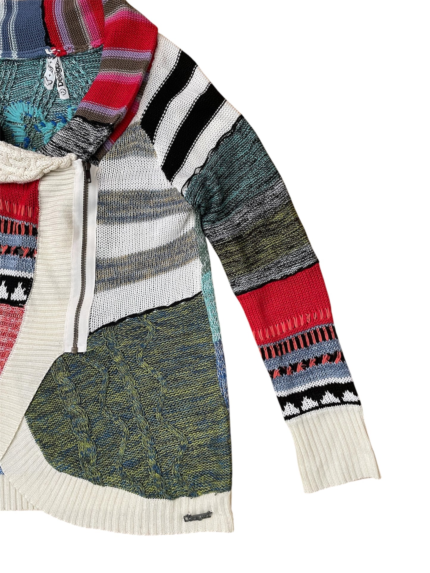 Multicolour Zip up Asymmetrical Cardigan - Sz XL