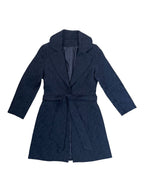 Black Jacquard Belted Coat