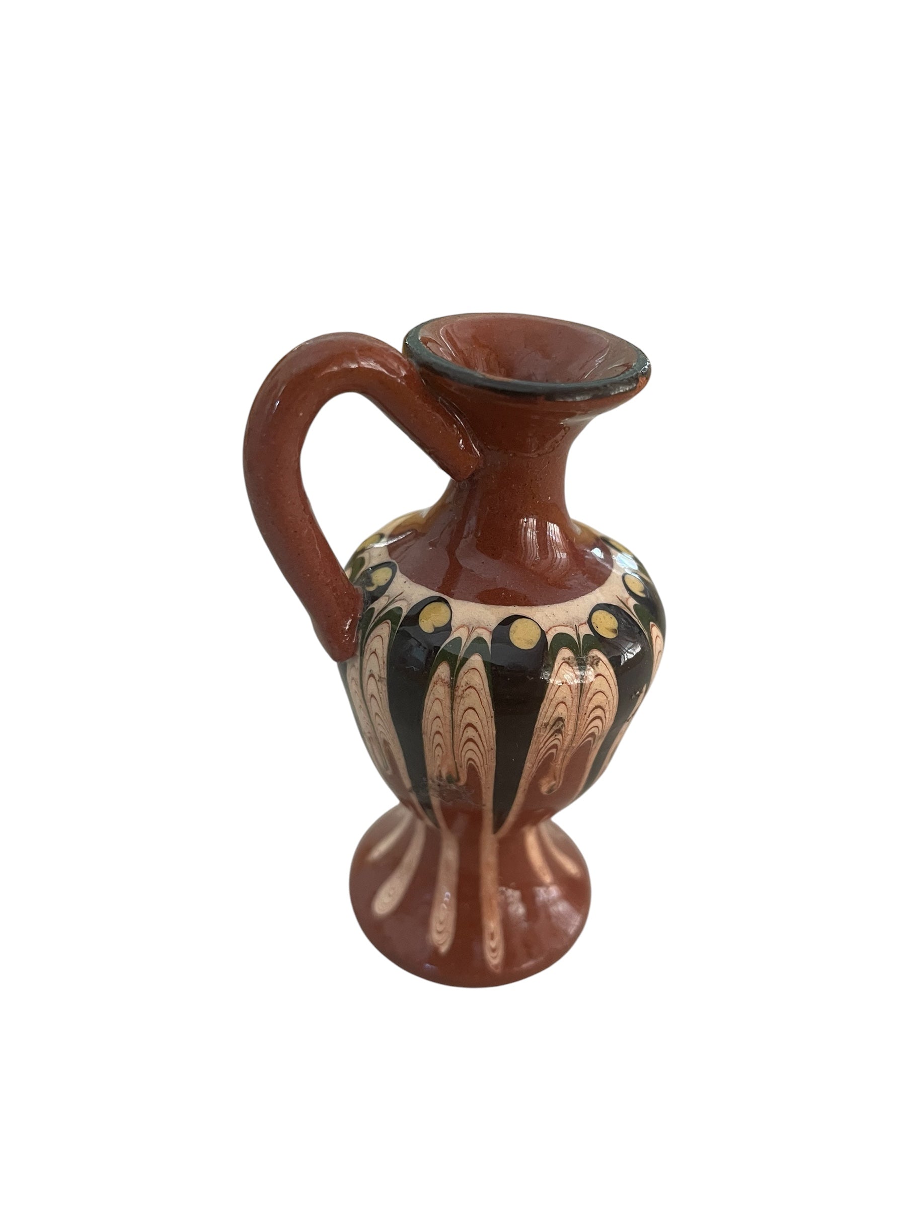 Vintage Bulgarian Troyan Pottery Miniature Urn